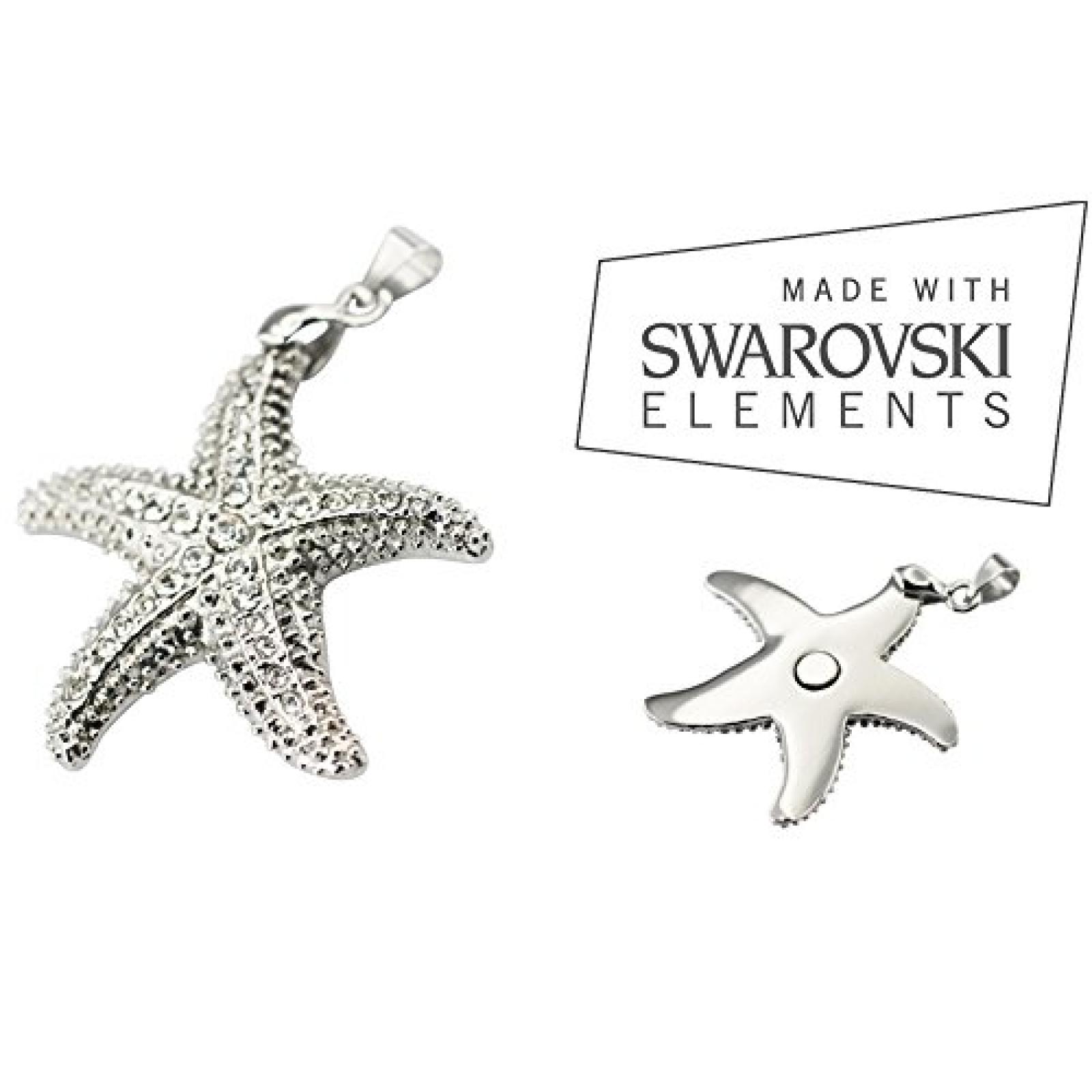 Seestern Bundle: Magnet Kettenanhänger " Sabo " mit Swarovski Chrystals inkl. Magnetkette Energetix / Magnetix 537 